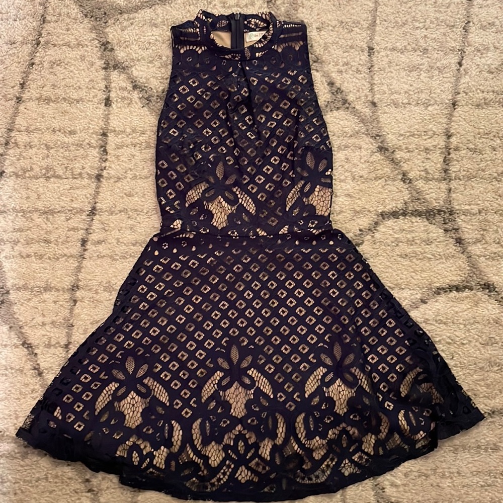XS Love Fire navy blue lace dress